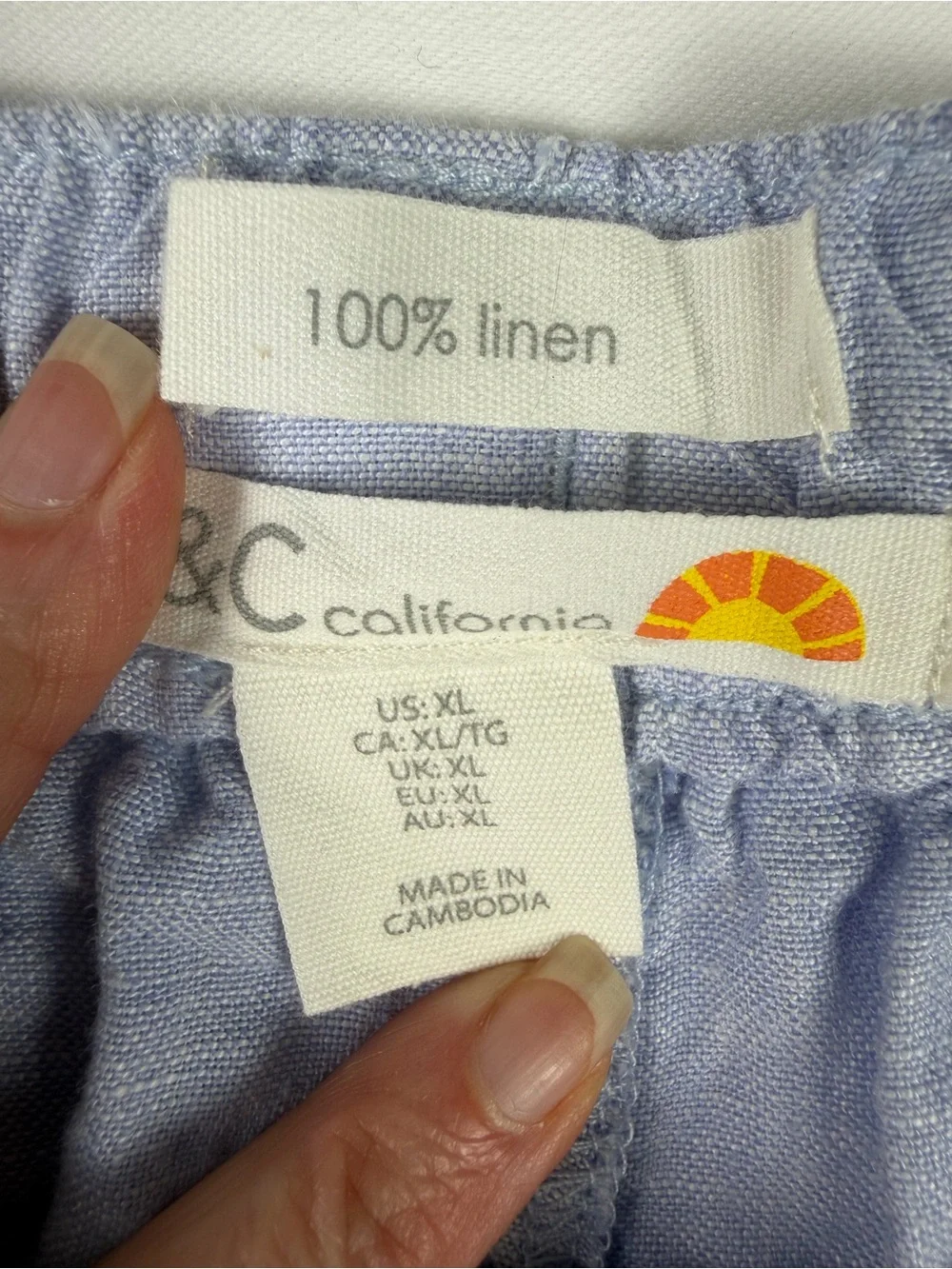 C&C California Chambray Drawstring Shorts in Light Blue - Perfect XL